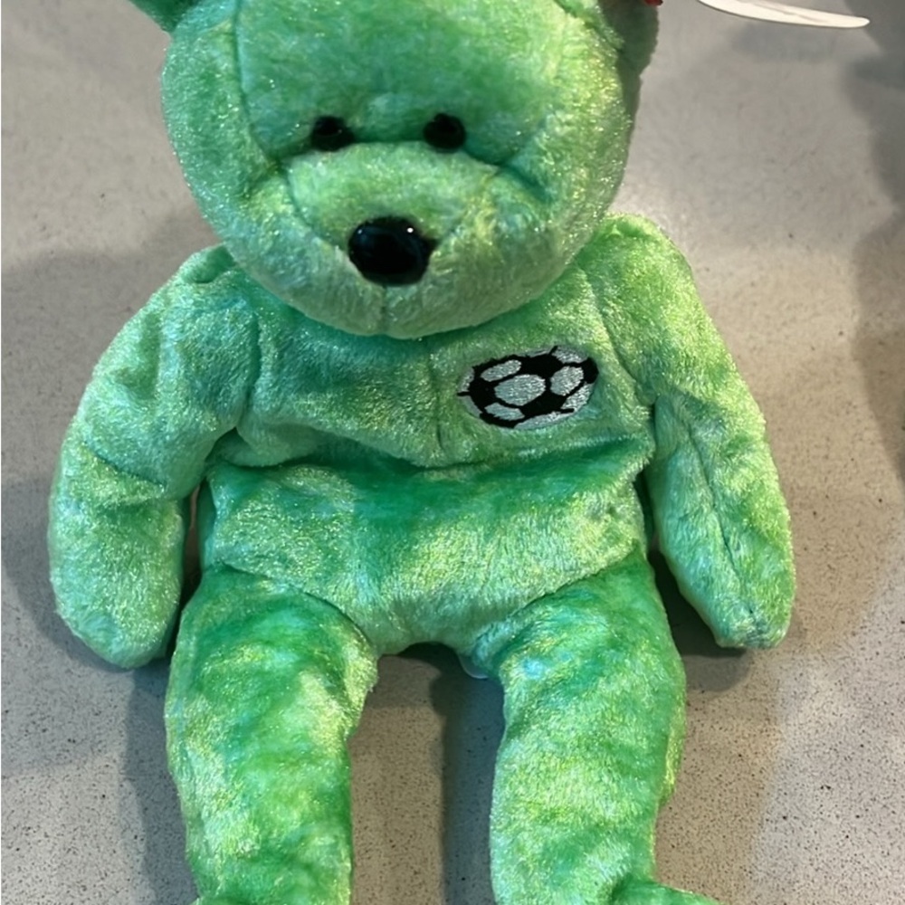 Ty Green and Black Stuffed Animal Plush Bear